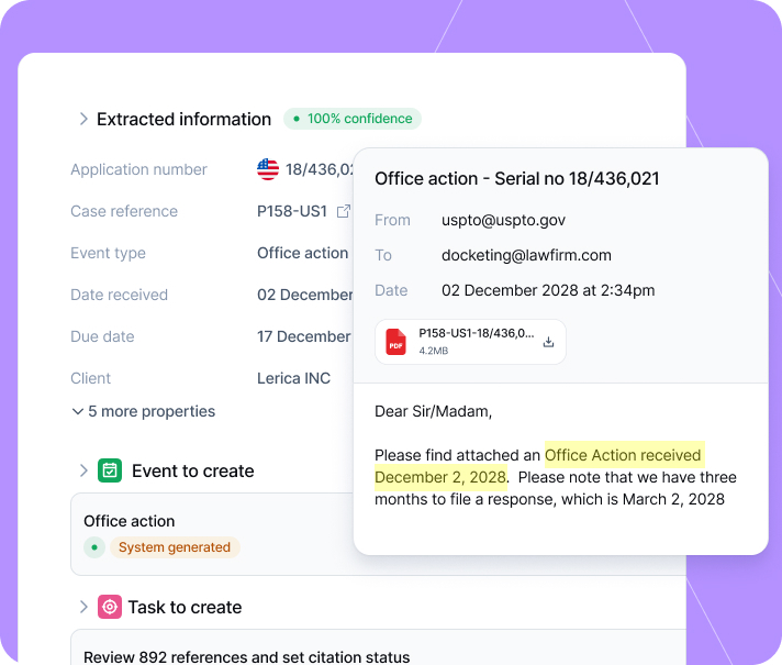 AI docketing support